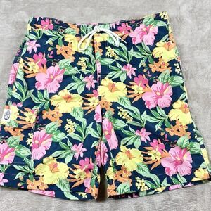 Chaps Swim Trunks Board Shorts Pink Floral Hawaiian Beach Mens Large Lined